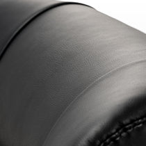 Matteo Lounge Chair Black Leather Detail, Highlighting Top-Grain Leather Texture.