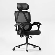 Nero Ergonomic Office Chair in Black Mesh With Adjustable Headrest and Lumbar Support for Home Office.