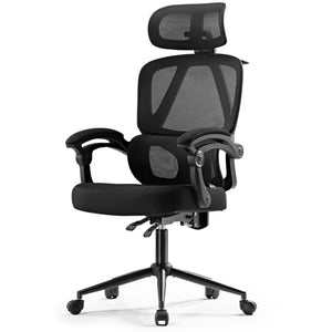 Nero Ergonomic Office Chair in Black Mesh With Adjustable Headrest and Lumbar Support for Home Office.