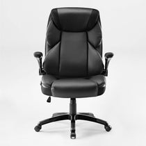 Galene Black Faux Leather Office Chair, Ergonomic Design With Breathable Mesh Headrest, Workspace Comfort.