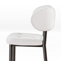 Nibbles White Dining Chair With Geometric Fabric - Modern Dining Room Seating.