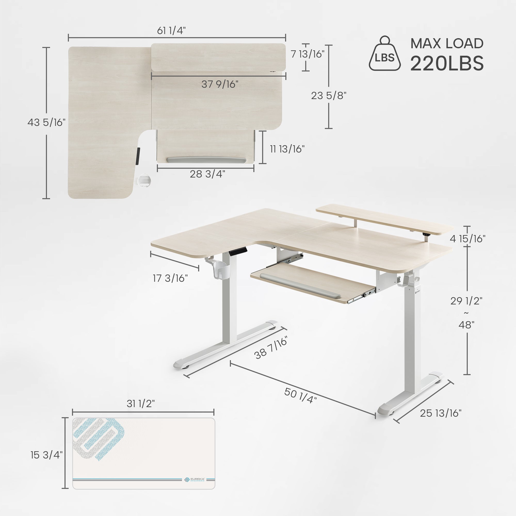 L Shaped Standing Desk with Accessories | Eureka Ergonomic