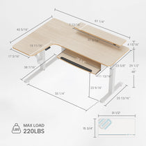 L-Shaped Standing Desk with Accessories Set (60"x23")