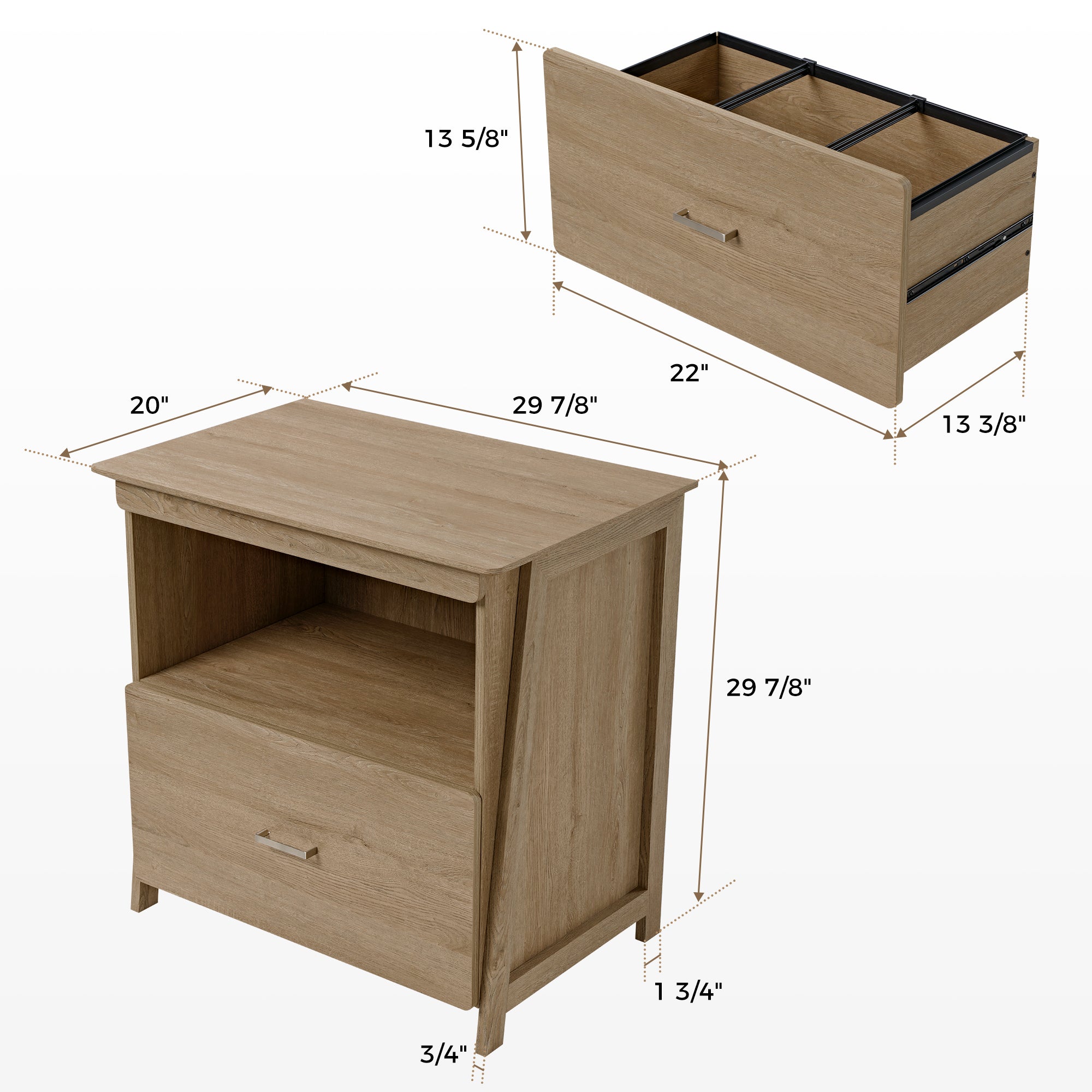 Eureka Ergonomic 29'' File Cabinet Office Storage With a Drawer