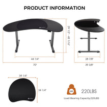 Eureka Ergonomic Cashew Shape Standing Desk Dimensions and Capacity.