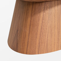 51 Walnut Oval Coffee Table Base Detail With Walnut Veneer and Curved Design.
