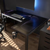 GTG - L60, L-Shaped Glass LED Gaming Desk (60"x40") - Black (Starlight Wave)