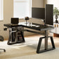 L-shaped Glass Desktop Gaming Standing Desk, Black-colored, Left