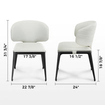 Chateau Dining Side Chair in Off-White With Dimensions. Modern Dining Room Furniture.