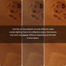 Brown Wooden Veneer Coffee Table Surface Detail With Natural Wood Grain, Lighting Affects Color.