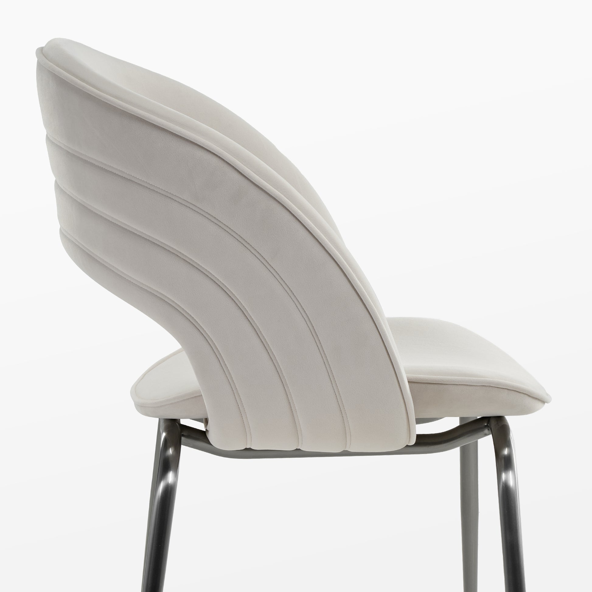  Velvet Dining Chair 1 Pc,Off-White. Comfortable backrest curvature