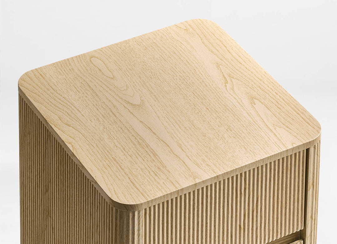 Eureka Ergonomic Aurelia file cabinet light oak tabletop with warm wood grain and rounded corners