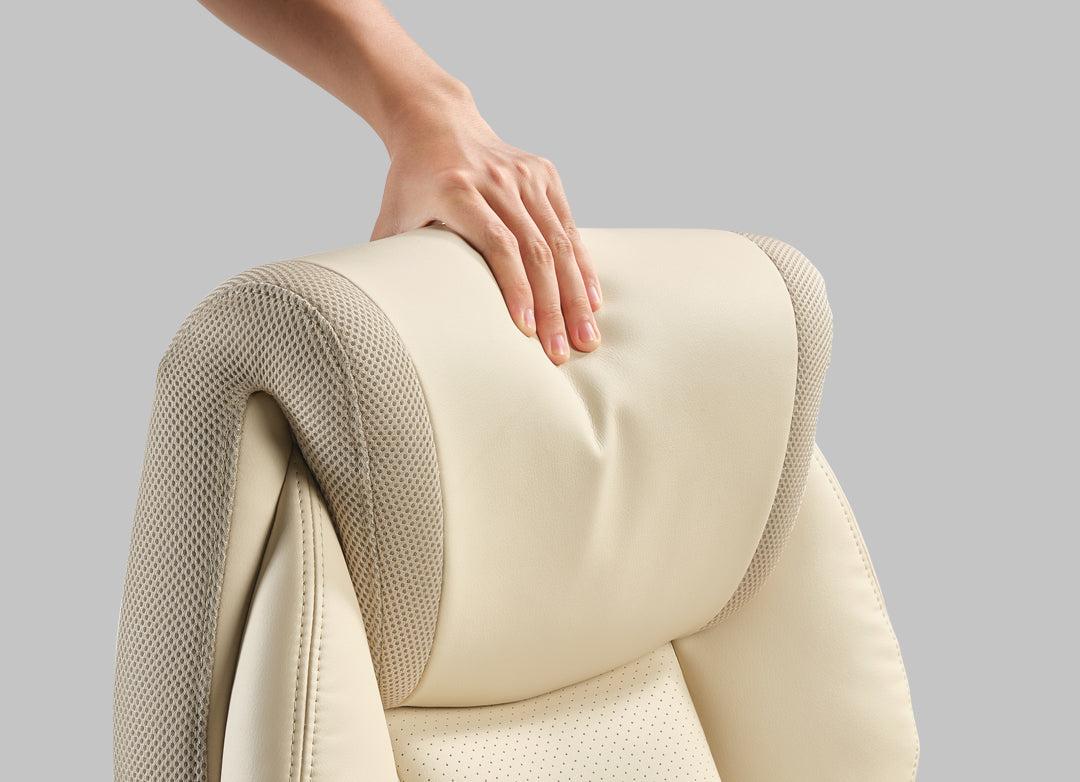 Galene, Home Office Chair, Off-White, Breathable cushioned PU Leather Fabric, Padded Breathable Headrest