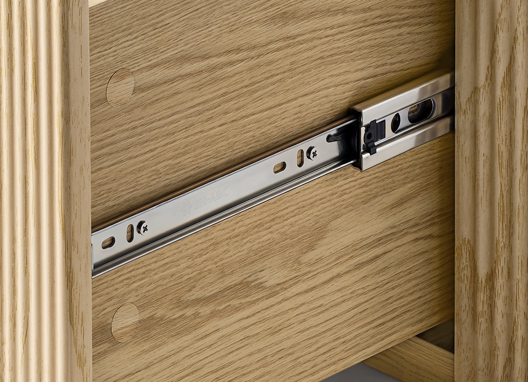 Eureka Ergonomic Aurelia file cabinet premium ball bearing metal drawer slide rail close-up