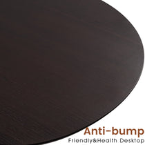 Close-Up of Cashew Shape Standing Desk With Dark Brown Anti-Bump Desktop Surface, for Home Office.