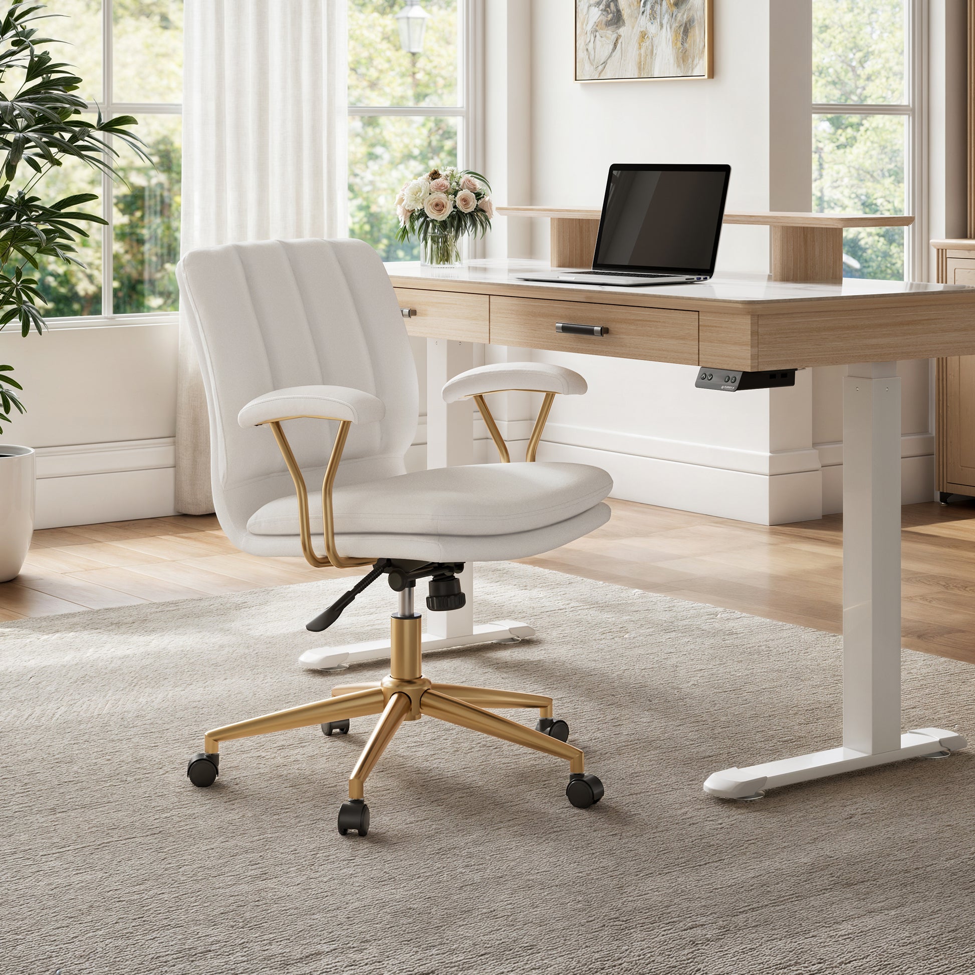 Eureka Ergonomic Adena Velvet Office Chair, White