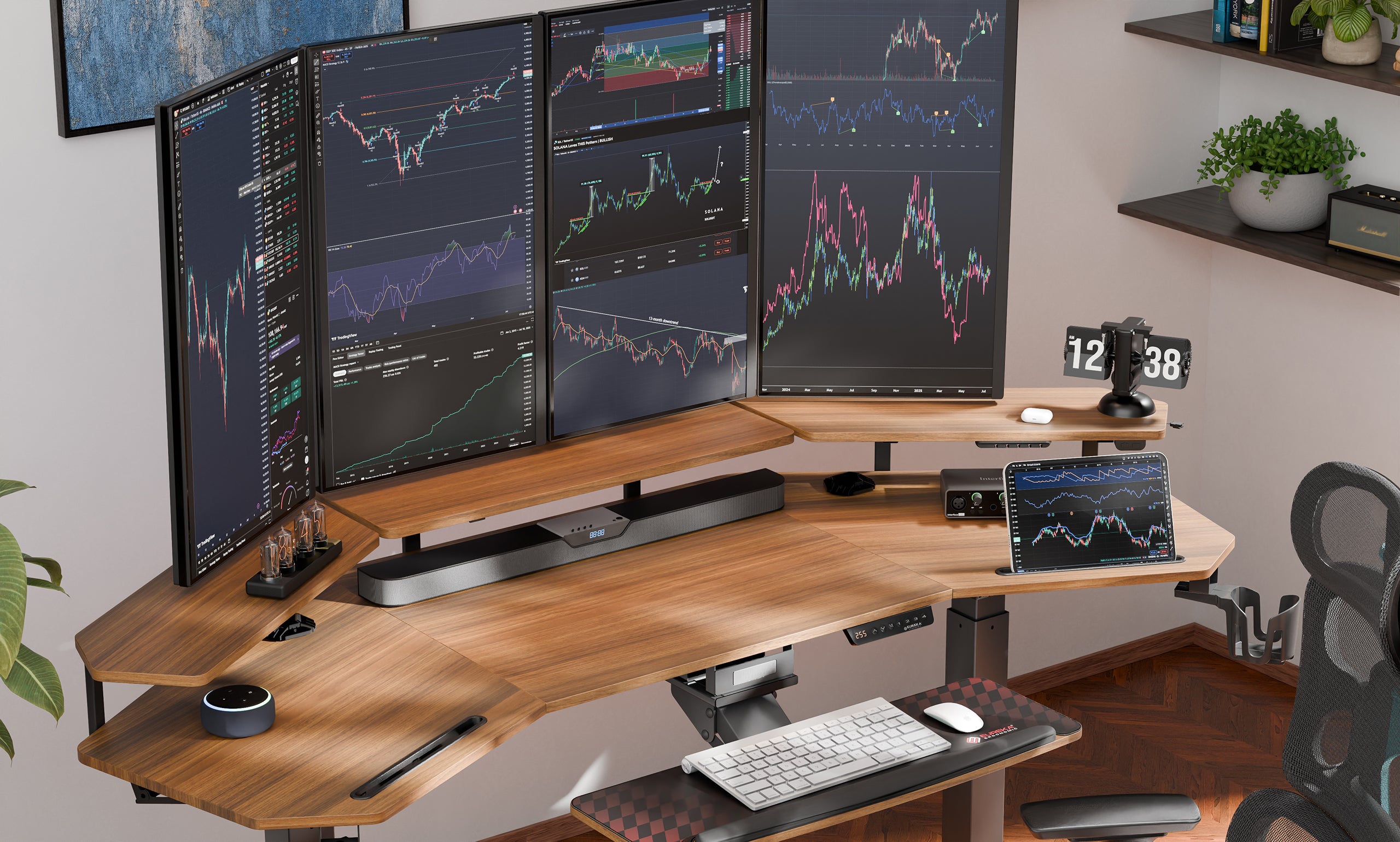 Eureka Ergonomic 72''/63'' Wing shape Electric Standing Desk with