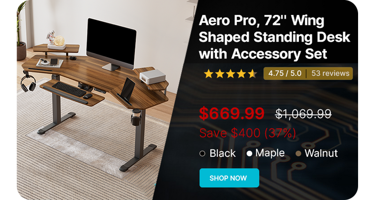 Aero 72 Standing Desk Walnut