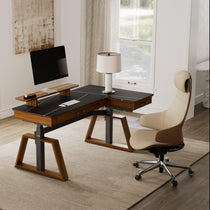 Eureka Ergonomic Executive Office Set with Ark Standing Desk and Serene Ella Premium Chair in Home Office.
