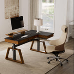 Eureka Ergonomic Executive Office Set with Ark Standing Desk and Serene Ella Premium Chair in Home Office.