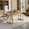 Executive Office Set：Ark EL Standing Desk & Executive Office Chair - Oak & Beige White