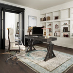 Eureka Ergonomic Executive Office Set with Ark X Standing Desk and Royal Slim White Executive Office Chair in home office.