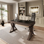 Eureka Ergonomic Executive Office Set with Ark X Standing Desk and Serene Executive Office Chair in home office.
