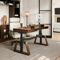 Upgrade your home office with the Ark 63” standing desk and Royal microfiber leather executive chair — ergonomic, adjustable, and designed for all-day comfort and productivity.