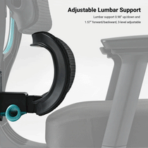 Axion Ergonomic Hybrid Chair Adjustable Lumbar Support, 3-Level Adjustment, Black Mesh.