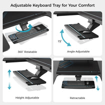 Eureka Ergonomic Adjustable Keyboard Tray, Black, Ergonomic, 360 Rotation, Angle & Height Adjustable.