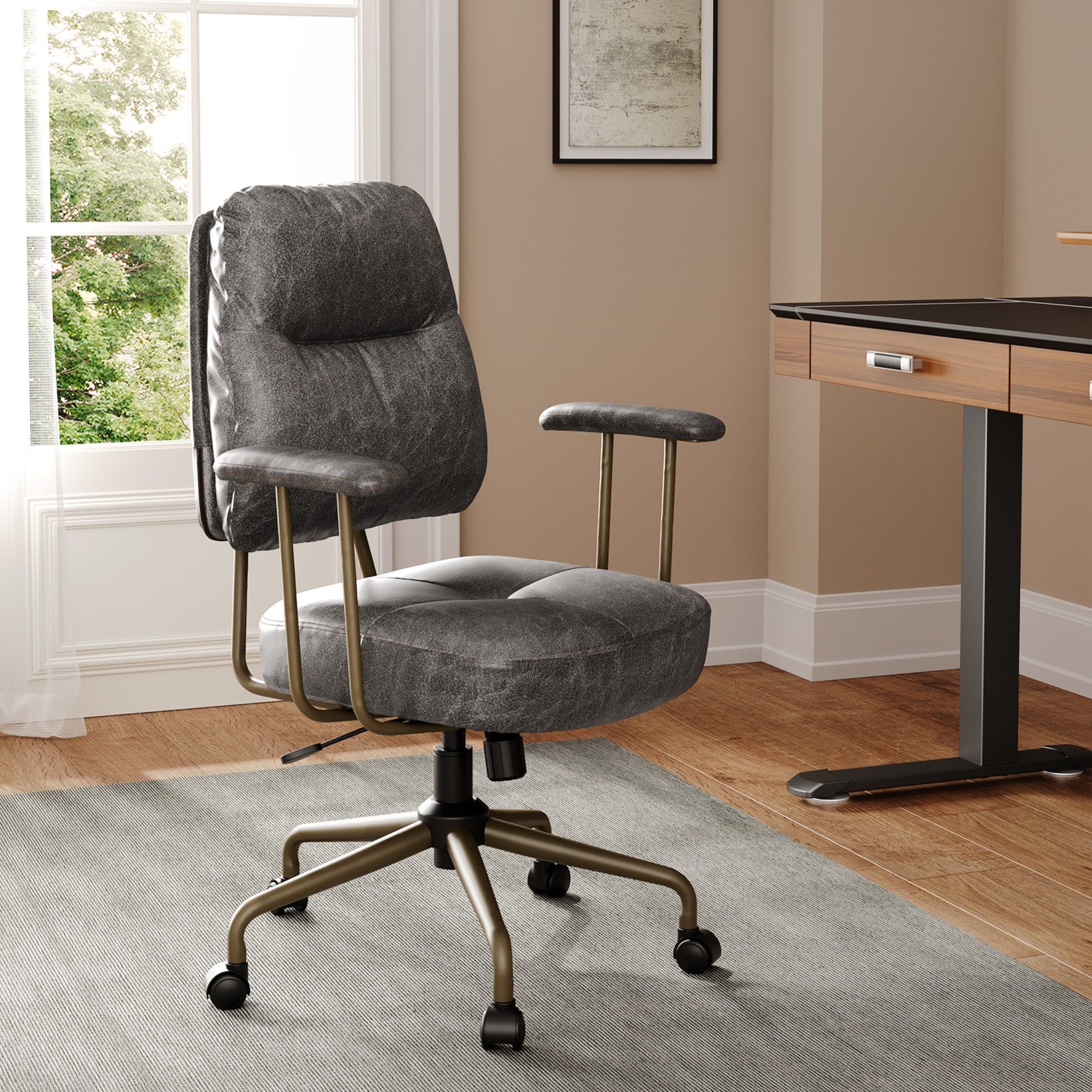 Eureka Ergonomic Becky, Suede Fabric Home Office Chair Gray