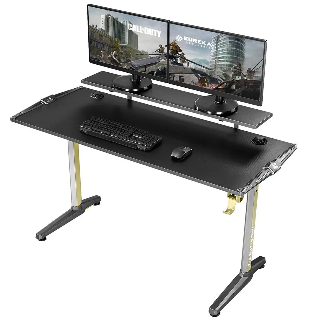 Sentry RGB gaming desk with monitor riser on white background