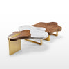 63" Cloud Shape Solid Wood Coffee Table Set - White & Walnut