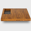 47" Square Solid-Wood Coffee Table with Sunken Small Desktop - Walnut