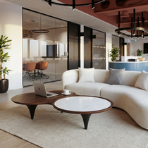 55" Modern Irregular Walnut Coffee Table