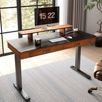 George Slate Standing Desk With Black Marble Top, Modern Office Setup.