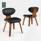 Black Leather Dining Chair With Wooden Frame and Legs 2 pcs