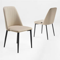 Off-White Chester Dining Chair With Black Legs, Modern Dining Room Furniture, 2 pcs