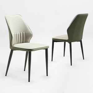 Close-Up of Upholstered Dining Chair Seat With High-Density Rebound Sponge in Gray and Bottle Green 2 pcs