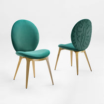 Katalea Green Velvet Dining Chair Back Detail With Embossed Pattern 2 pcs