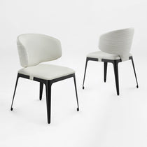 Chateau Dining Chair in Off-White With Stitched Backrest and Dark Legs 2 pcs
