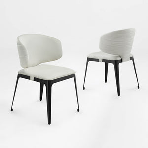 Chateau Dining Chair in Off-White With Stitched Backrest and Dark Legs 2 pcs