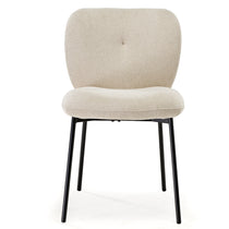 Sage Dining Chair in Off-White Upholstery and Black Metal Legs. Modern Minimalist Design.