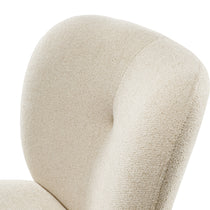 Sage Dining Chair Detail: Off-White Textured Upholstery, Modern Dining Room Chair.