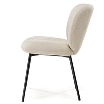 Sage Upholstered Dining Chair in Off-White With Black Metal Legs. Modern Design.