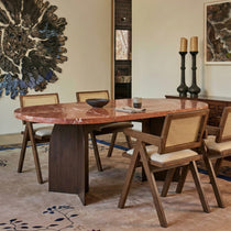 Mila Rattan Dining Chairs Set of 2, Walnut/Black
