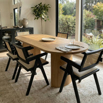 Mila Rattan Dining Chairs Set of 2, Walnut/Black