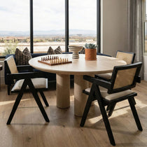 Mila Rattan Dining Chairs Set of 2, Walnut/Black