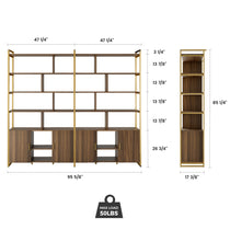 Napa Wood Bookcase Cabinet With Detailed Dimensions: Walnut Finish, Adjustable Shelves, and 50Lbs Max Load.