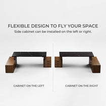 Eureka Ergonomic Zen Pro Executive Desk With Flexible Design, Cabinet Can Be On Left Or Right, Black Sintered Stone Top.